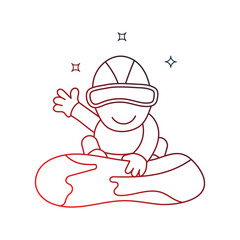 Snowboard  doodle icon with white background vector stock illustration