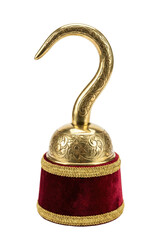 Fototapeta premium Golden pirate hook isolated. Costume accessory prop.