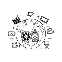 Make a Professional Movie Day Vector Line