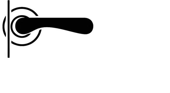 Black minimalist door handle icon on a white background