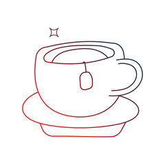 Tea Cup doodle icon with white background vector stock illustration