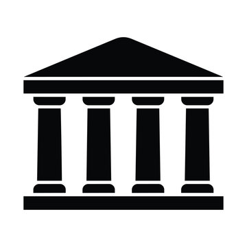 Classic Greek temple with four columns and triangular roof