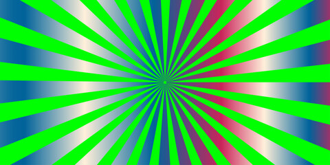 Fototapeta premium A vibrant sunburst vector illustration features an abstract radial pattern of colorful rays and vintage orange stripes, creating a summer starburst wallpaper with a retro grunge texture