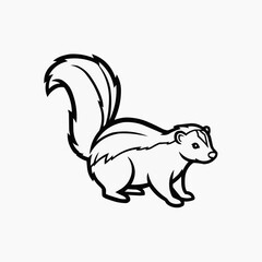 Obraz premium A stylized black and white illustration of a striped skunk standing upright