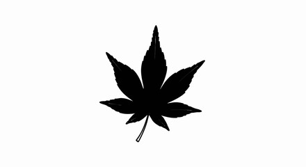Black silhouette of a five-pointed maple leaf with detailed veins