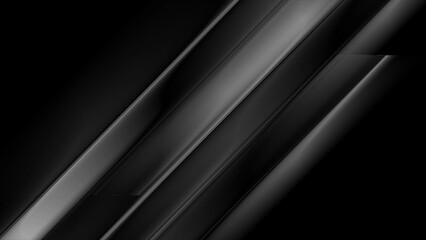 Obraz premium Black grey glossy smooth stripes abstract tech geometric background