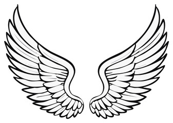 Obraz premium Stylized Angel Wings Illustration Symbol of Freedom and Spirit
