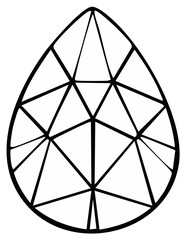 Geometric Abstract Teardrop Shape Outline with Intricate Triangular Facets