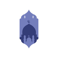 Ramadan ornament with mosque background featuring decorative frame