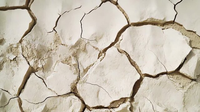 Dry cracked earth creating an abstract texture as a result of extended drought and arid conditions, symbolizing desertification and environmental impact