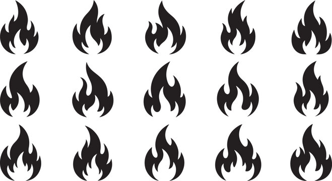 Black flame icons on white background in repeating pattern