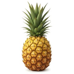 Fototapeta premium Fresh pineapple with vibrant green crown and golden yellow spiky skin.