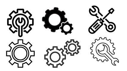 Obraz premium Gear and Tools Technology and Maintenance Icon Set