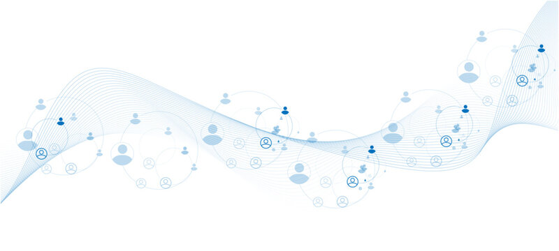 network   background. Connections with points, lines, and people icons. abstract blue background