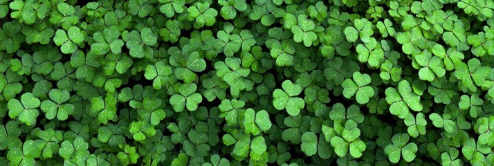 Obraz premium A lush, vibrant carpet of green clover leaves, showcasing their distinctive shapes and healthy foliage.