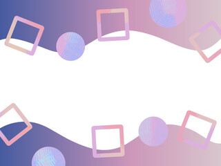 カラフルな図形の模様とグラデーションのフレーム背景