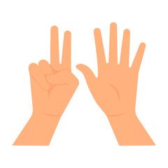Obraz premium Finger Counting Gesture Number Illustration