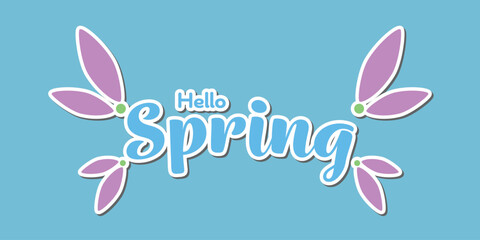 Hello Spring greeting card, leaves sticker illustration © Iryna Nevruzova