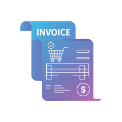 Gradient blue and purple invoice bill payment finance isolated on a transparent background