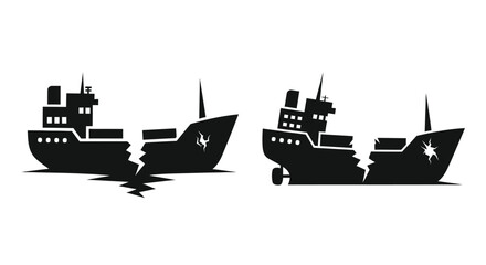 Obraz premium Black ships colliding in water a dramatic nautical scene silhouette