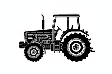 Obraz premium Agricultural Tractor Silhouette: This detailed silhouette of a robust tractor exemplifies the strength and functionality of agricultural machinery.