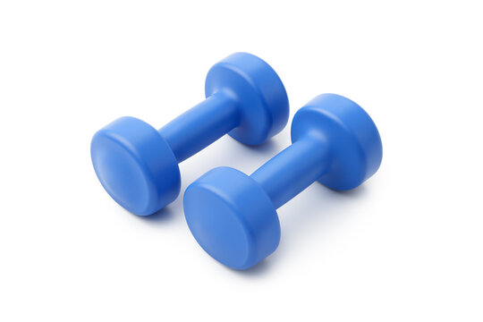 Pair of Blue Dumbbells Side by Side
