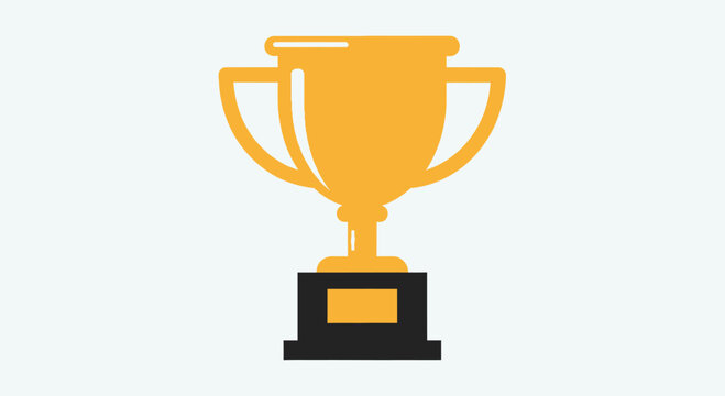 Golden Trophy Illustration with Two Handles.