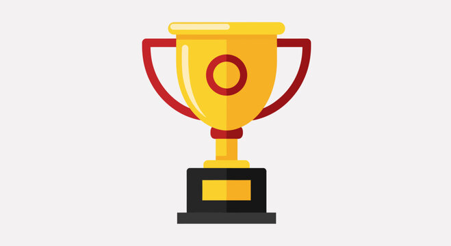 Golden Trophy with Red Handles and Plaque.