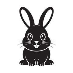 Obraz premium Cute cartoon bunny rabbit silhouette with expressive face and long ears