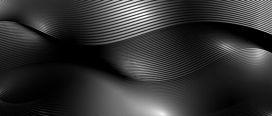 A minimalist modern black and white composition featuring soft, flowing lines. © ornitozavr