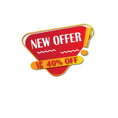 Obraz premium New Offer Banner up to 40% off Label,Discount Offer label,Red and Yellow Banner design,Discount Tag And Banner Template PNG Design transparent background