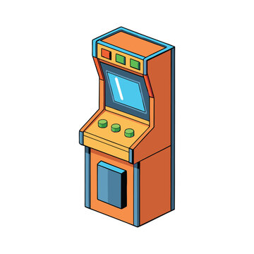 Retro arcade machine video game day entertainment digital illustration