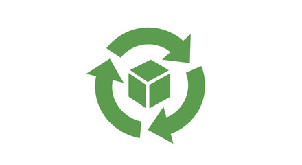 Obraz premium Green Cube Recycling Symbol Logo Design.