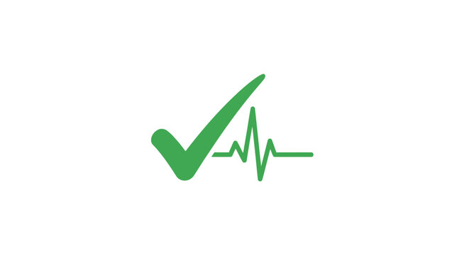 Green checkmark with heartbeat line.