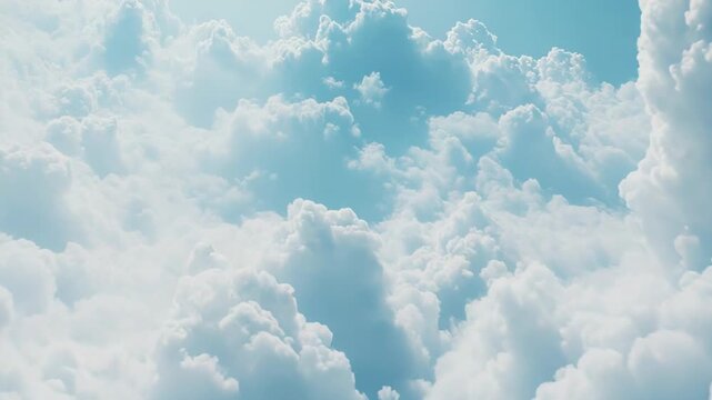 Soft white cumulus clouds forming a fluffy texture across a vast blue sky, creating a feeling of freedom, tranquility, and natural wonder with abundant atmospheric light