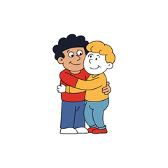 Naklejka premium Two friends embracing, International Day of Friendship, close bond