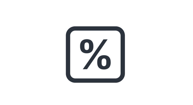 Percent sign in square box symbol.