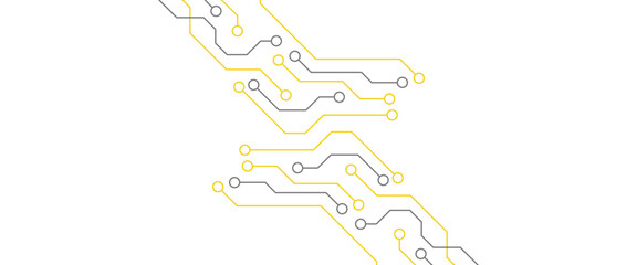 Abstract gray and yellow color digital technology futuristic circuit board background design. Technology dots lines connect network background.