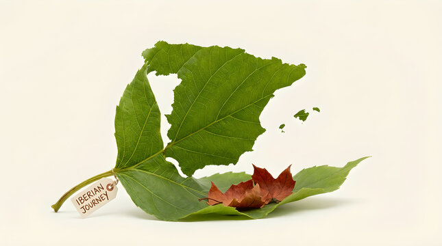Vibrant green leaves with torn edges and a small white tag labeled Ibe