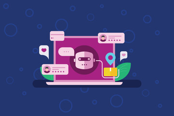 Obraz premium AI ecommerce solution, conversational virtual assistant, adaptive cart management, customer review processing and omni channel payment workflow.