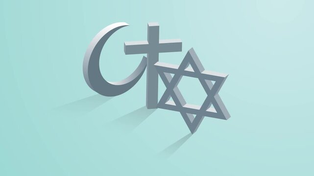 Main world religions symbols promoting unity faith
