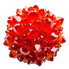 A red crystal cluster on a white background