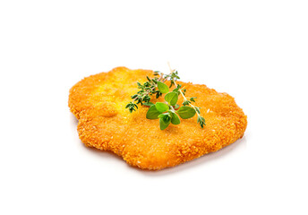 Breaded crispy chicken schnitzel isolated