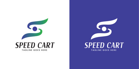 Speed Cart Logo Design with Fast Delivery Abstract Symbol