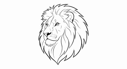 Obraz premium Fierce lion head with flowing mane, depicted in stark black and white