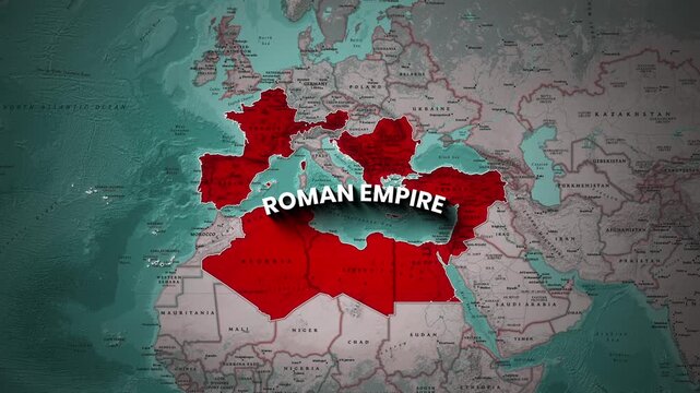 Animated Map of Roman Empire Territory Highlighting Conquests Across Europe Asia and Africa