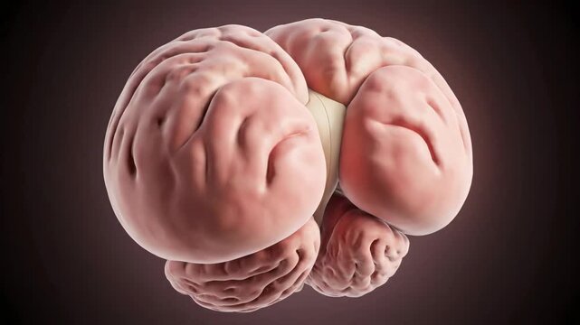 This detailed 3D render of the human brain provides an anatomical view for scientific and educational content.