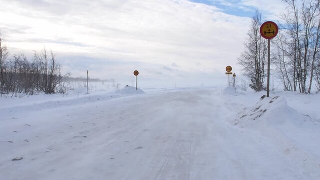 Ice road between Oulunsalo and Hailuoto, Oulu Finland