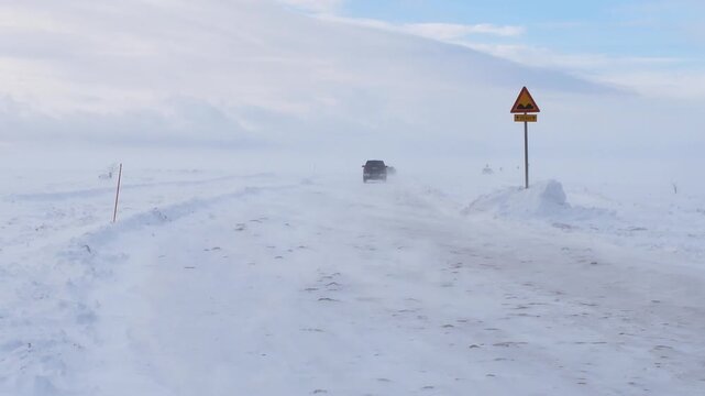Ice road between Oulunsalo and Hailuoto, Oulu Finland