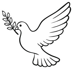 Obraz premium Outlined Dove Carrying Olive Branch Symbol of Peace and Harmony